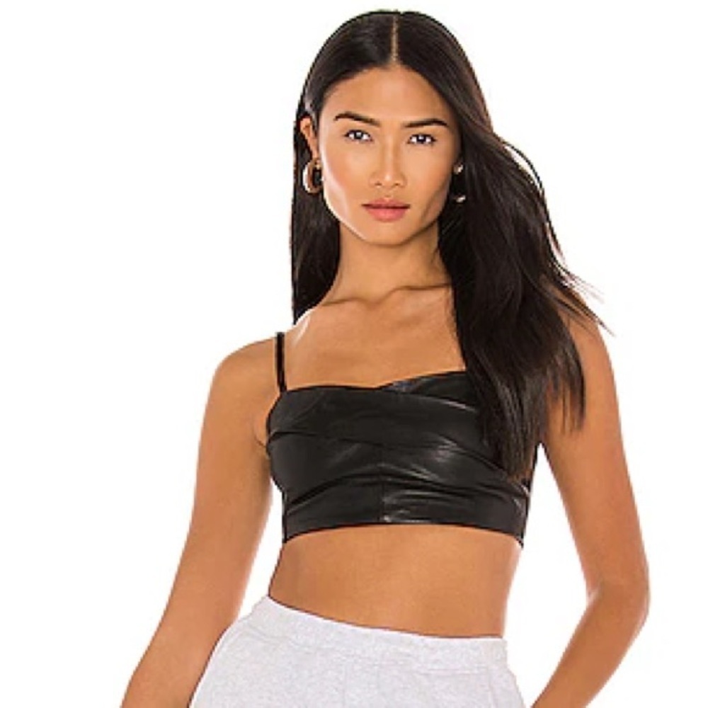 ALL SAINTS Orla Leather Crop Top (12)